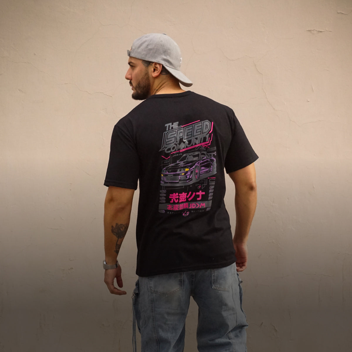 polera oversize speed negra - vista espalda 1