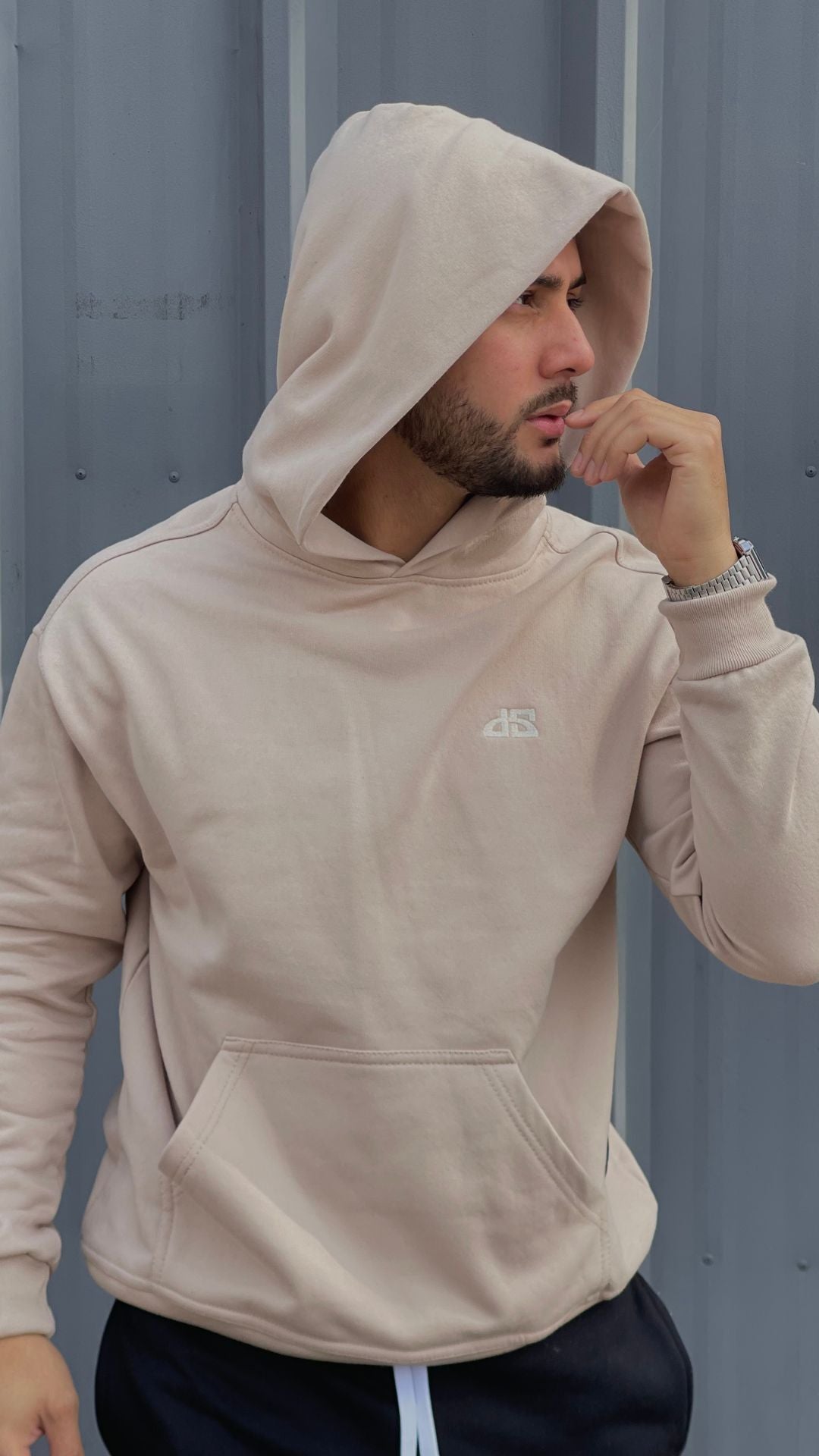 Poleron Over Con Gorro Beige