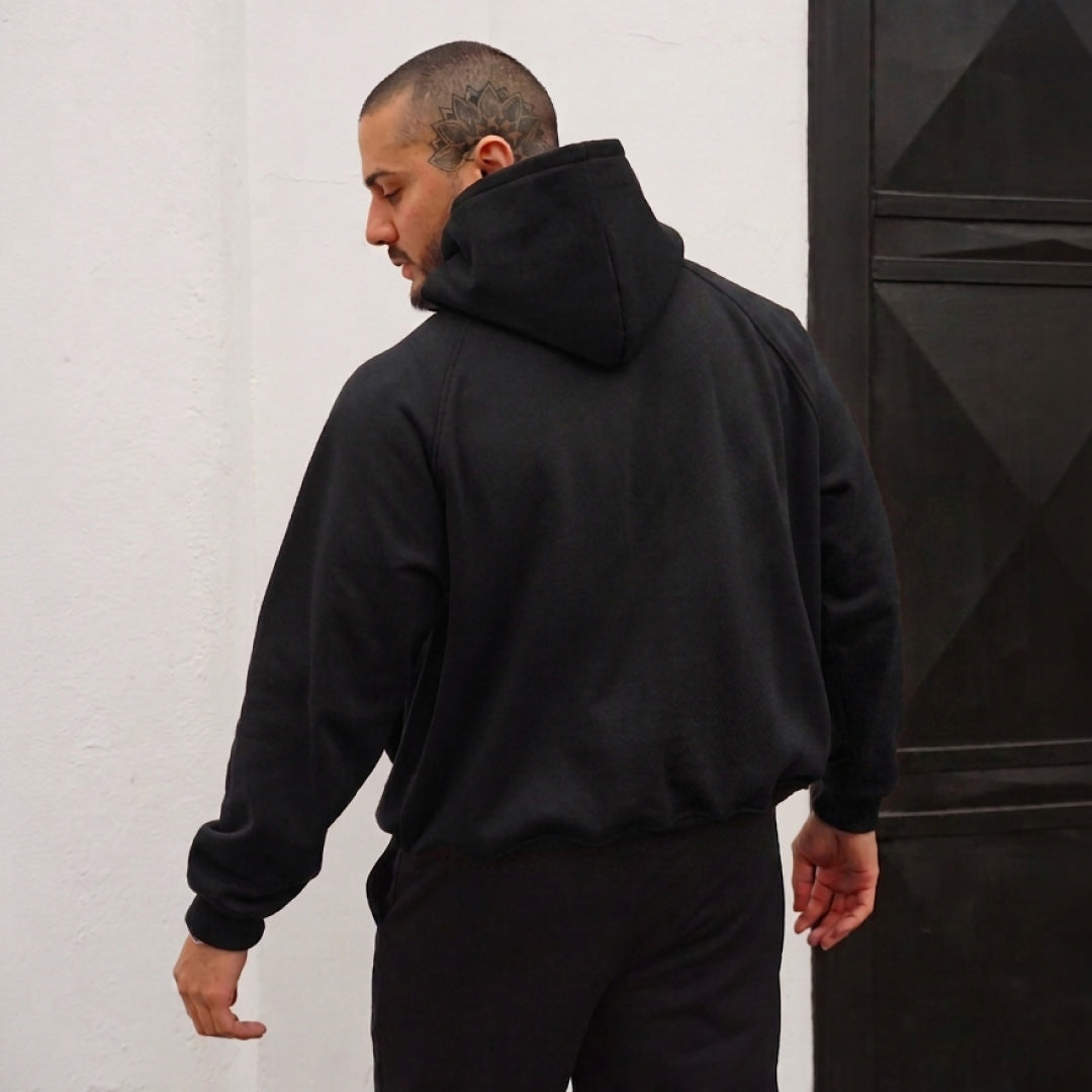 POLERÓN BOXY FIT NEGRO ESPALDA ALGODÓN HOMBRE