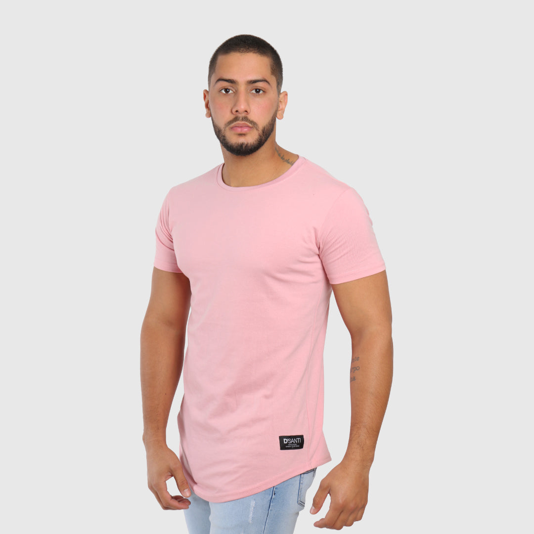 polera long fit rosada - vista frontal