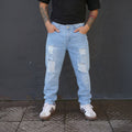 jeans relaxed fit celeste efecto desgastado - vista principal