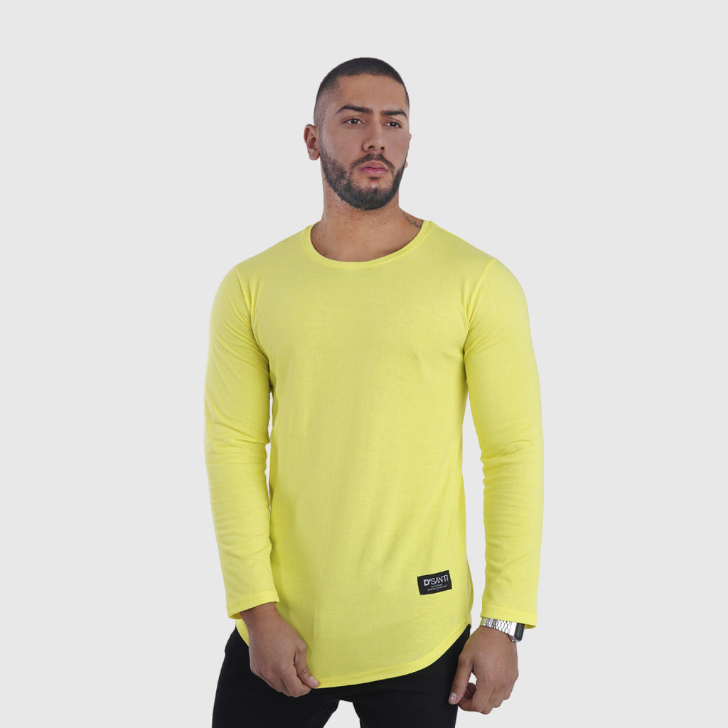 polera long fit manga larga amarilla - vista frontal