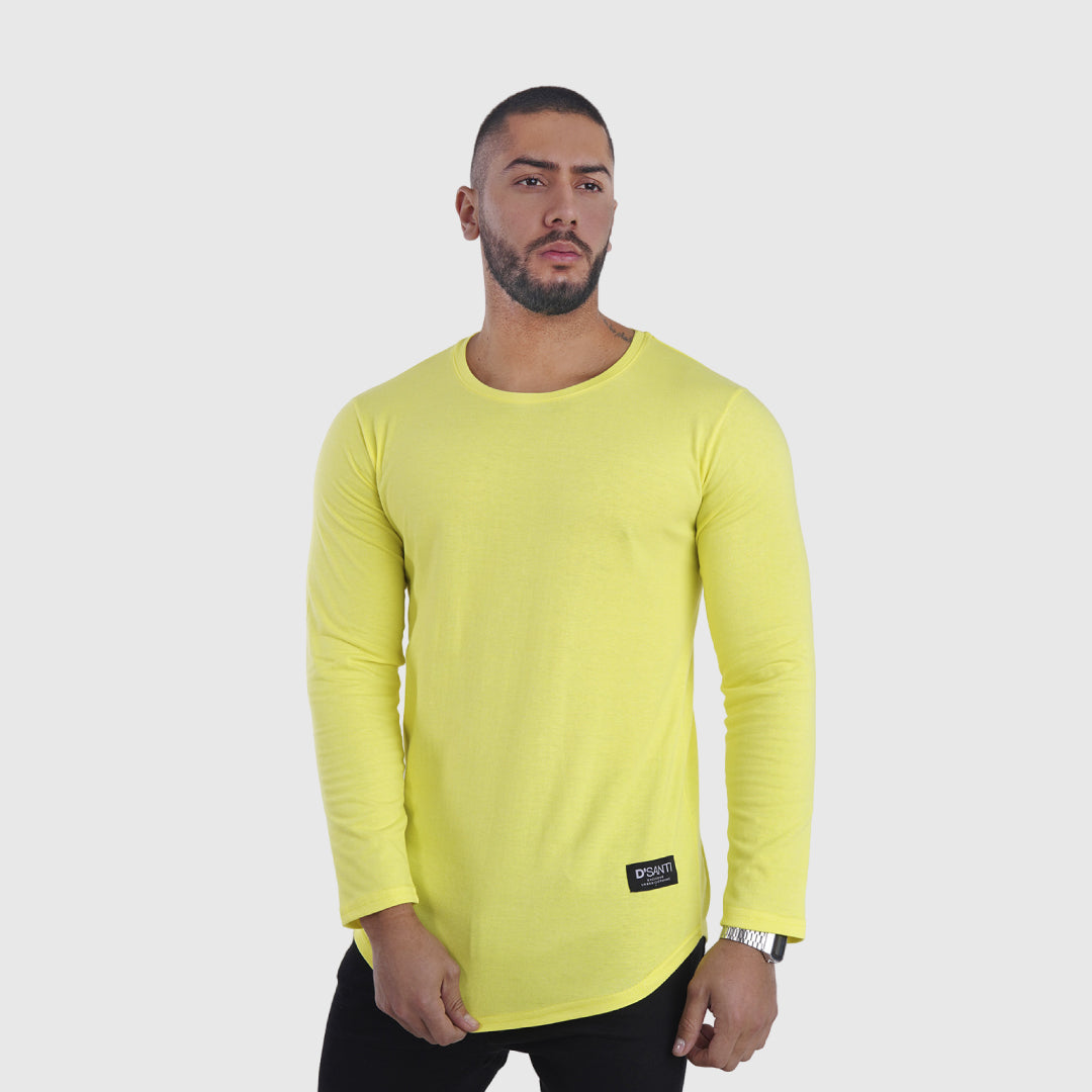 polera long fit manga larga amarilla - vista frontal