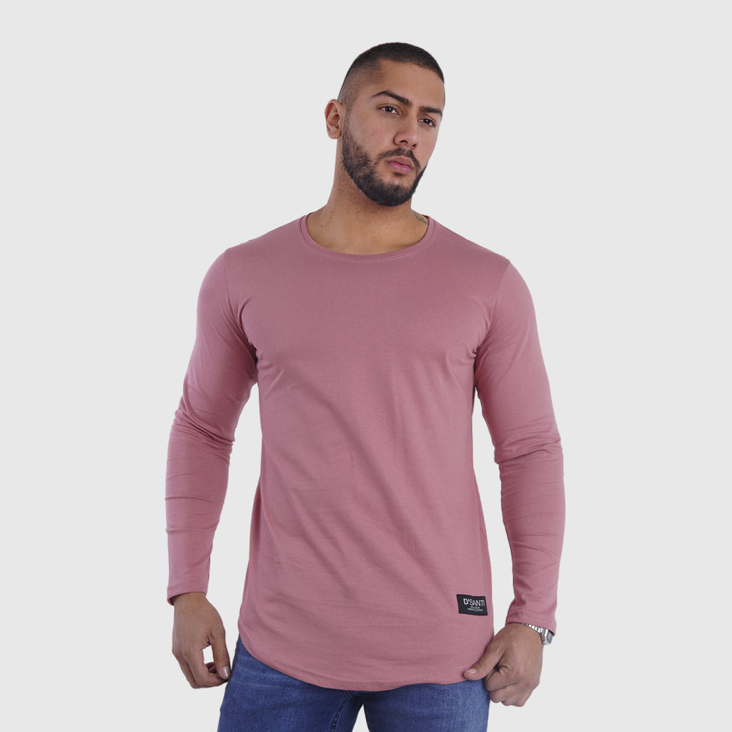 polera long fit manga larga palo rosa - vista frontal 2