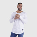 polera long fit manga larga blanca - vista frontal