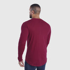 polera long fit manga larga burdeo - vista espalda