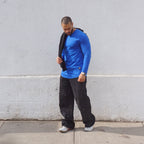 polera long fit manga larga azul rey - vista frontal 2