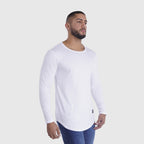 polera long fit manga larga blanca - vista frontal