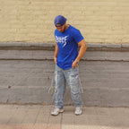 polera long fit gothic azul - vista frontal 2