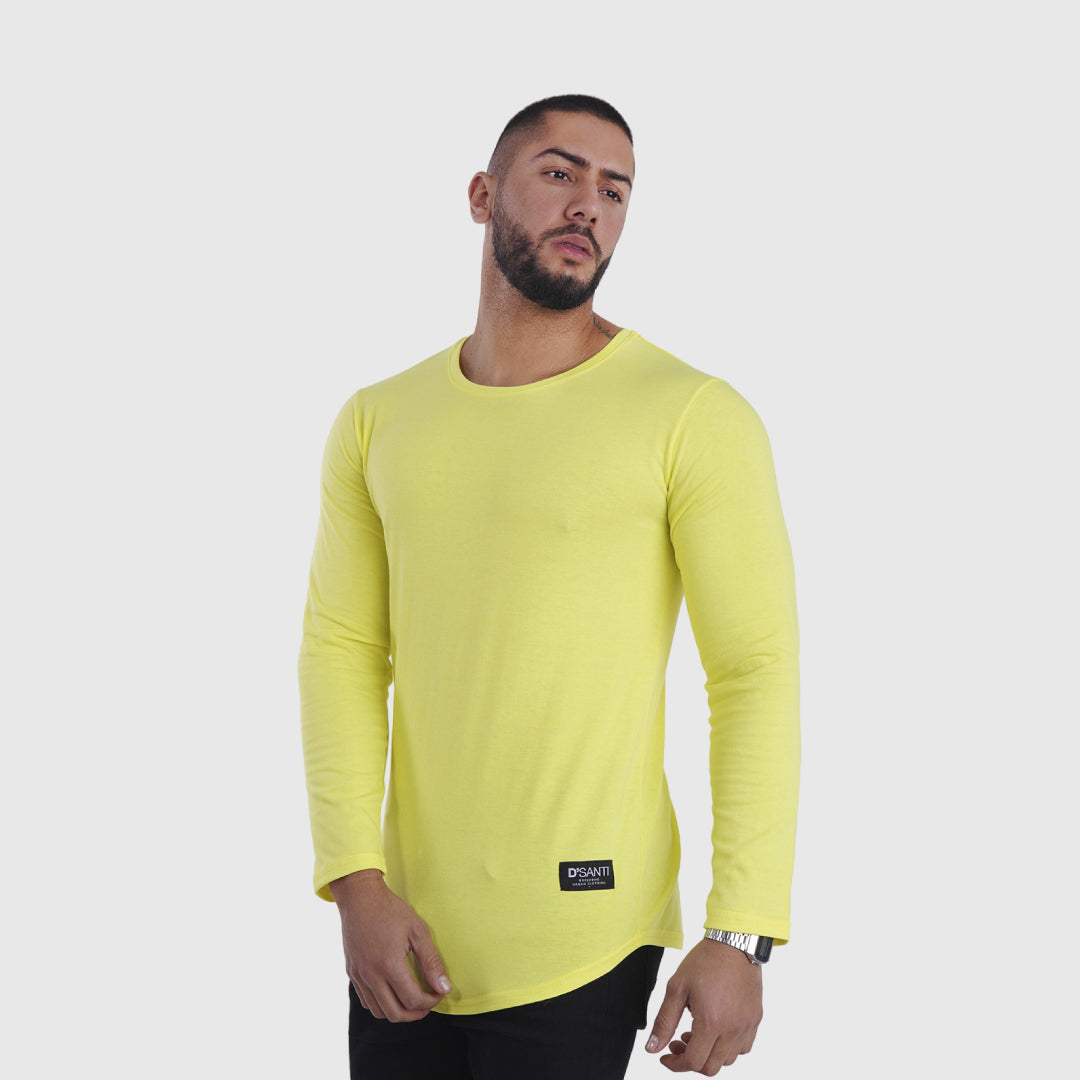 polera long fit manga larga amarilla - vista frontal 2
