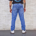 jeans relaxed fit azul efecto gastado - vista espalda