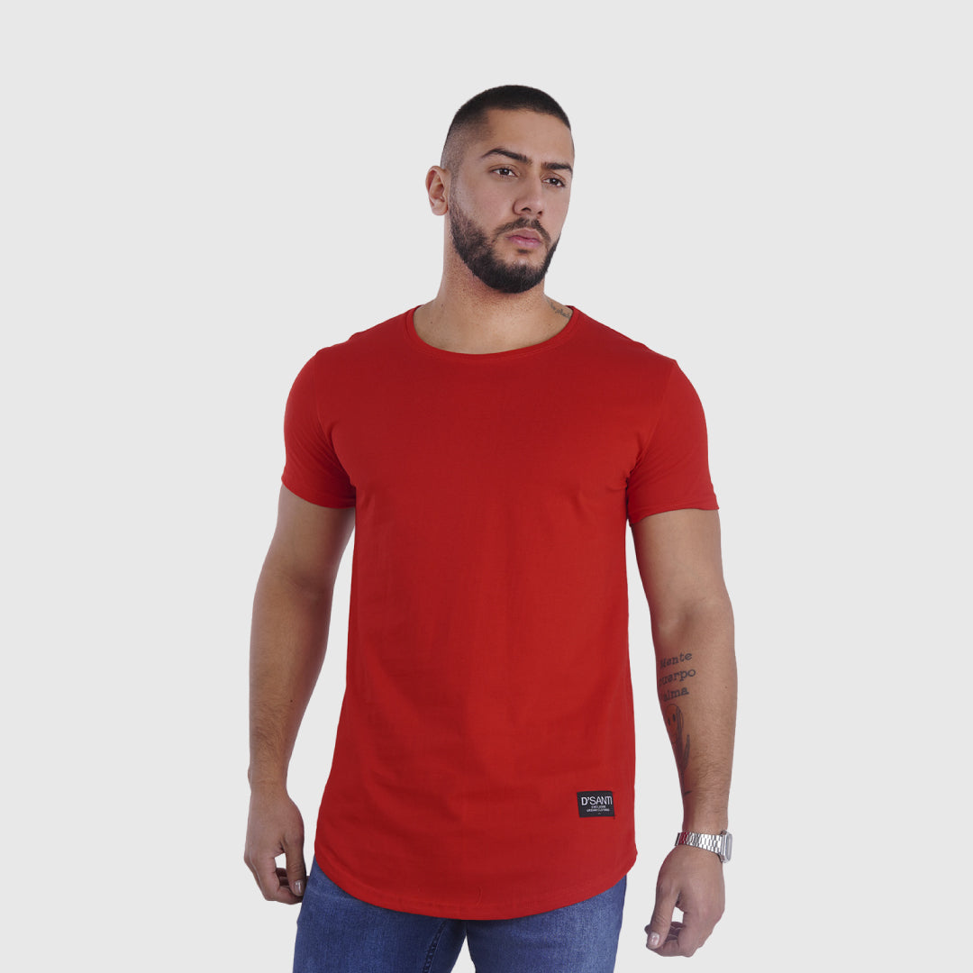 polera long fit roja - vista frontal