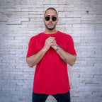 polera oversize roja hombre dsanti algodon - vista frontal 2