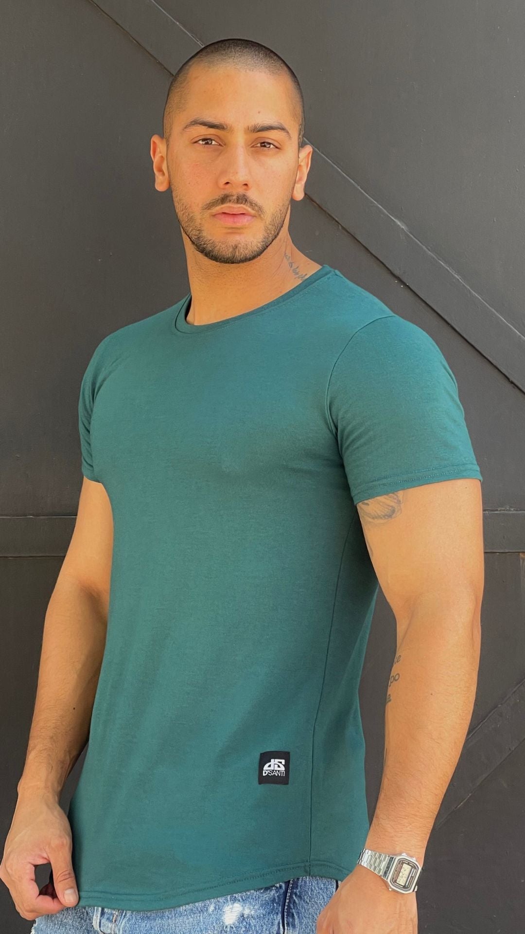 Polera Long Fit Clasic 096 Verde petroleo Dsanti