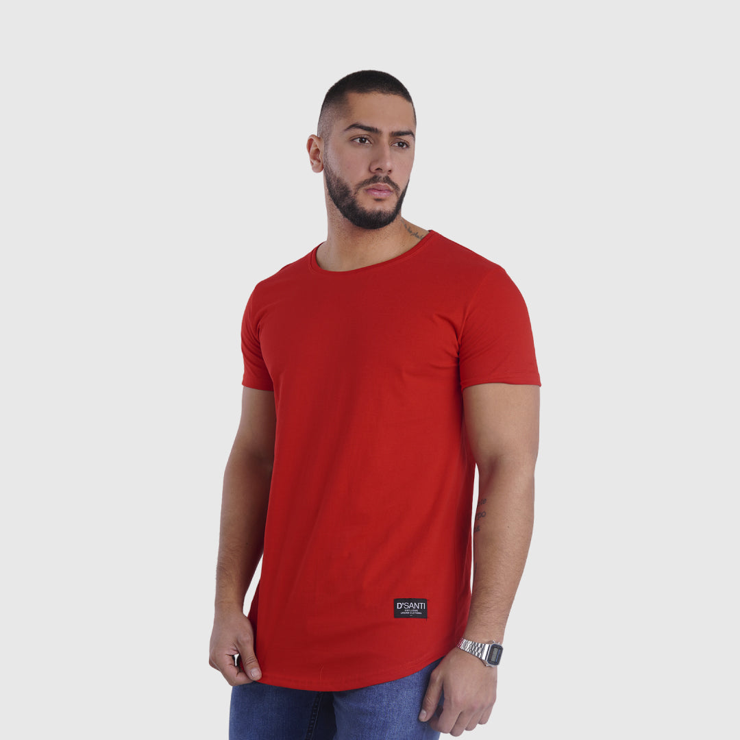 polera long fit roja - vista frontal 3