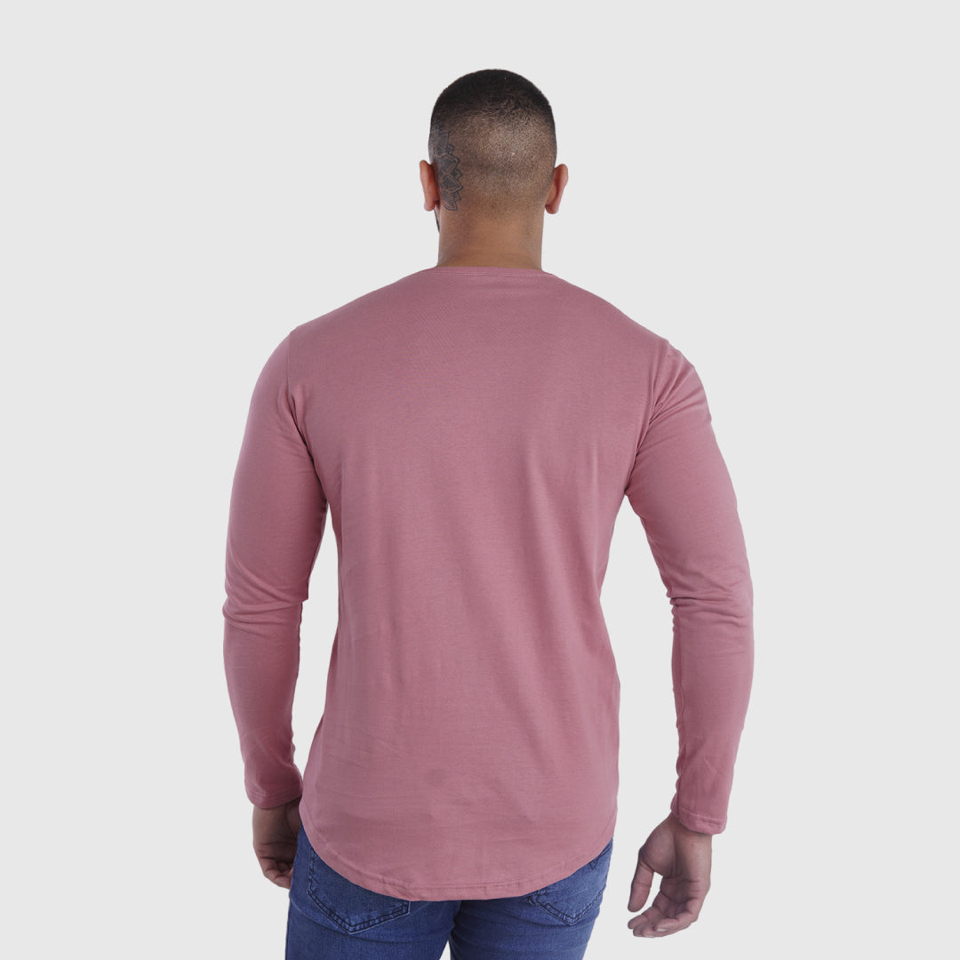 polera long fit manga larga palo rosa - vista espalda