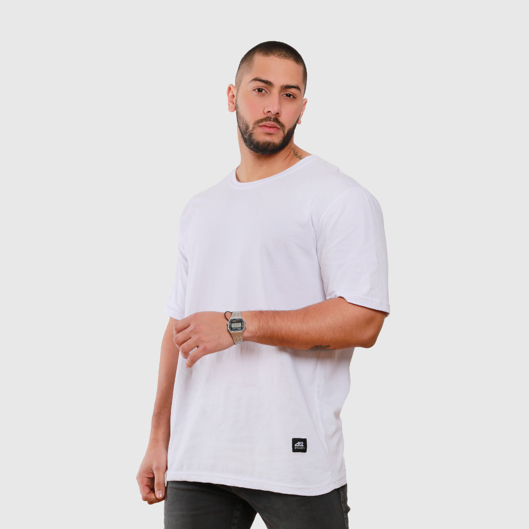 polera oversize blanca dsanti algodón hombre - vista frontal 2