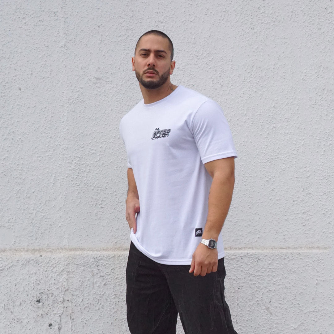 polera oversize speed blanca - vista frontal