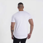polera long fit peace love blanca - vista trasera