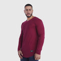 polera long fit manga larga burdeo - vista frontal