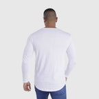 polera long fit manga larga blanca - vista frontal