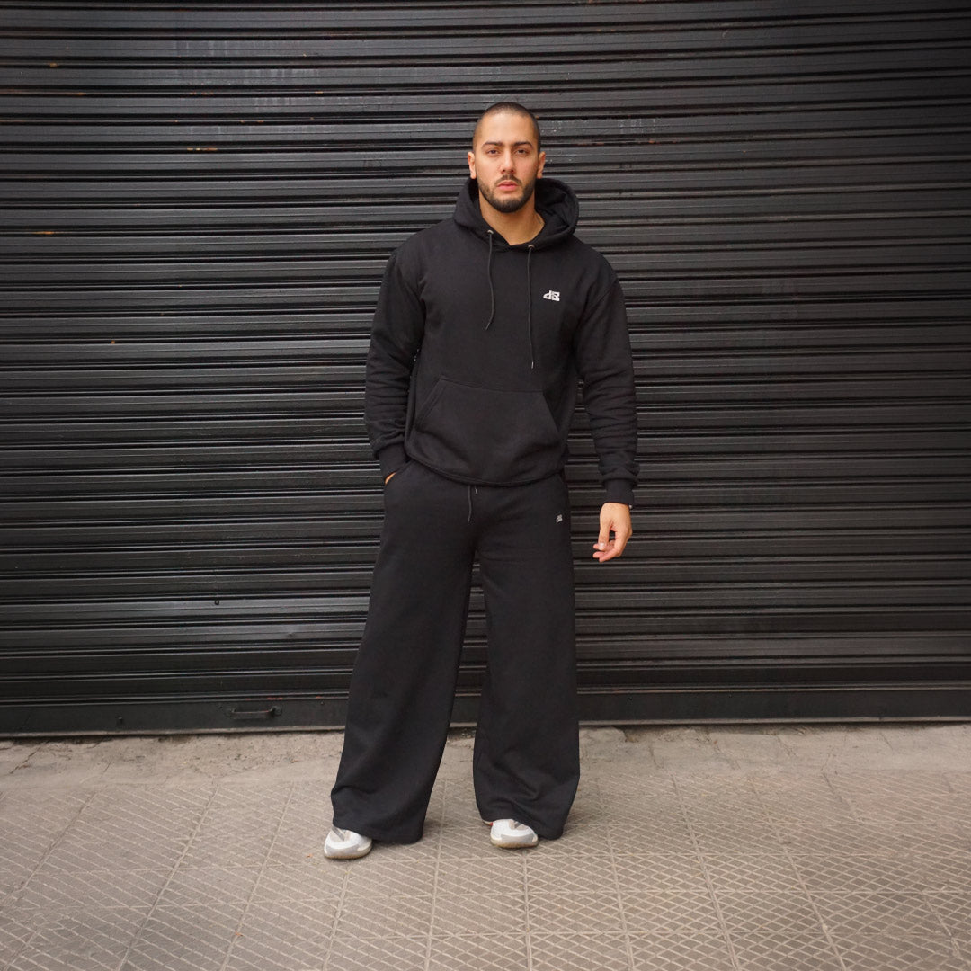 polerón oversize con gorro negro - tenida completa 2
