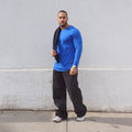 polera long fit manga larga azul rey - vista frontal 1