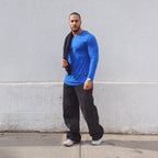 polera long fit manga larga azul rey - vista frontal 1