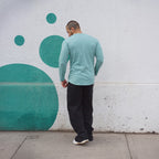polera long fit manga larga verde jade - vista trasera