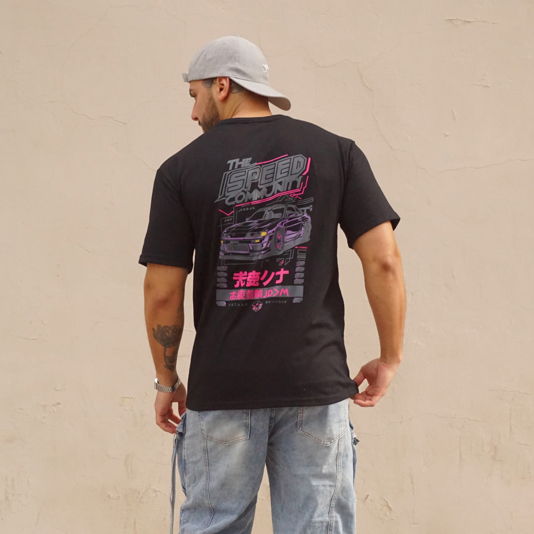 polera oversize speed negra - vista espalda 1
