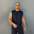Polera Tank Top Fit Sin Mangas Negra DSanti