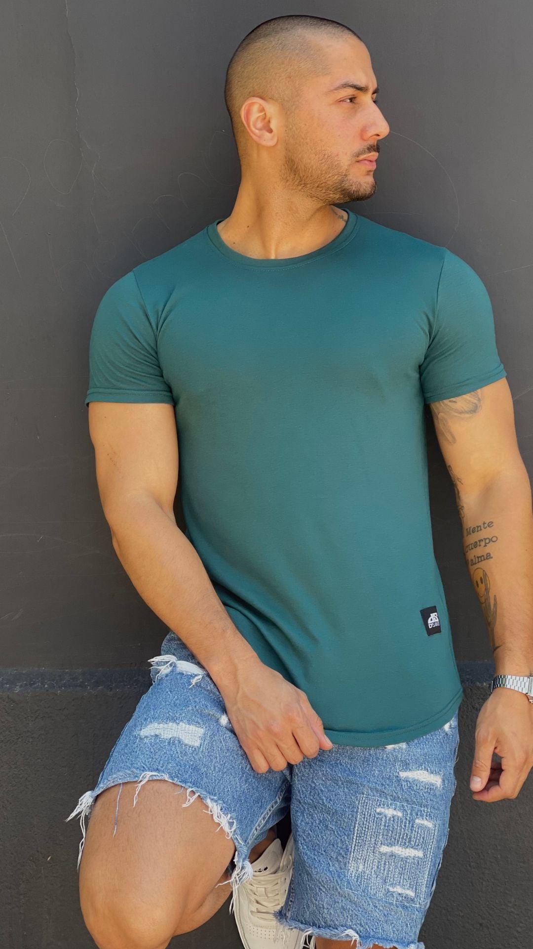 Polera Long Fit Clasic 096 Verde petroleo Dsanti