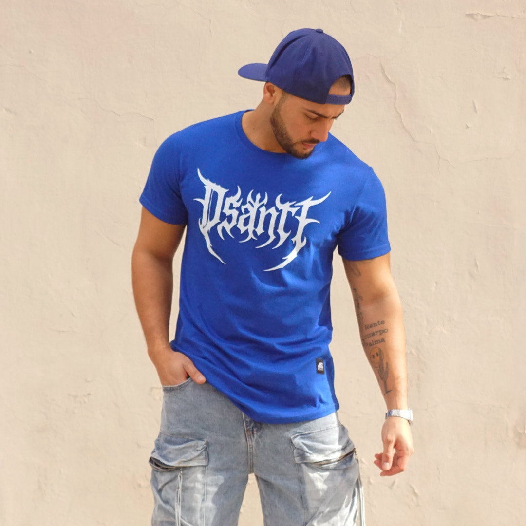 polera long fit gothic azul - vista frontal 4