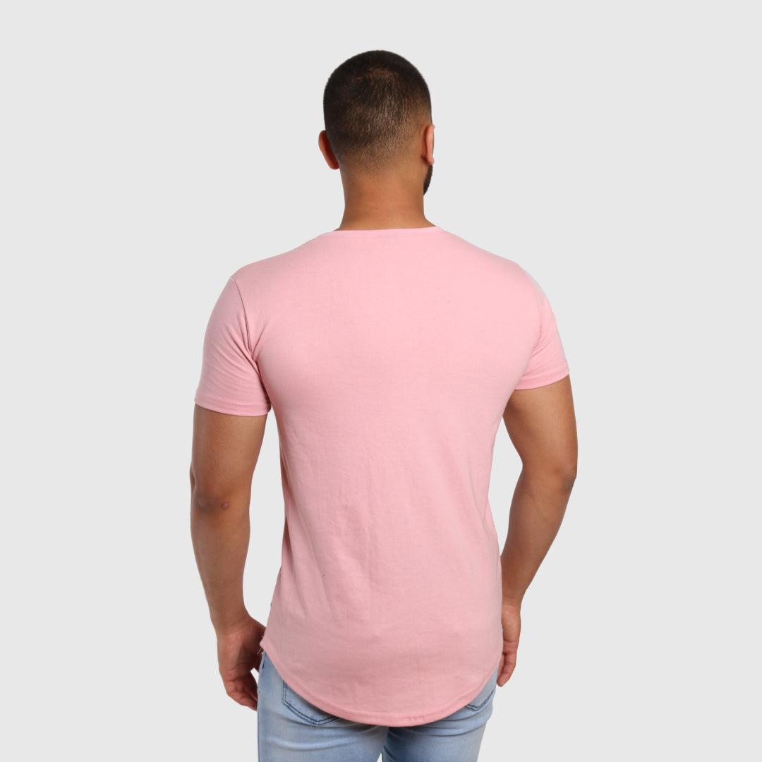 polera long fit rosada - vista trasera