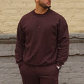poleron boxy fit sin gorro cafe chocolate - vista frontal 1