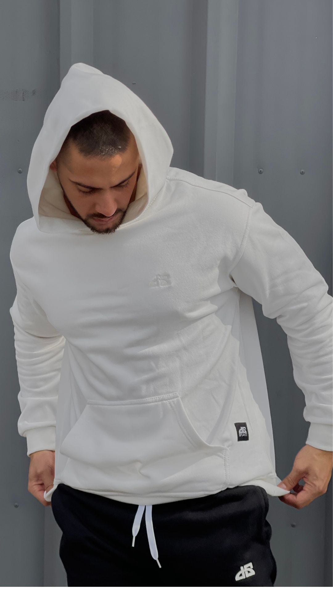 Poleron Over Con Gorro Blanco