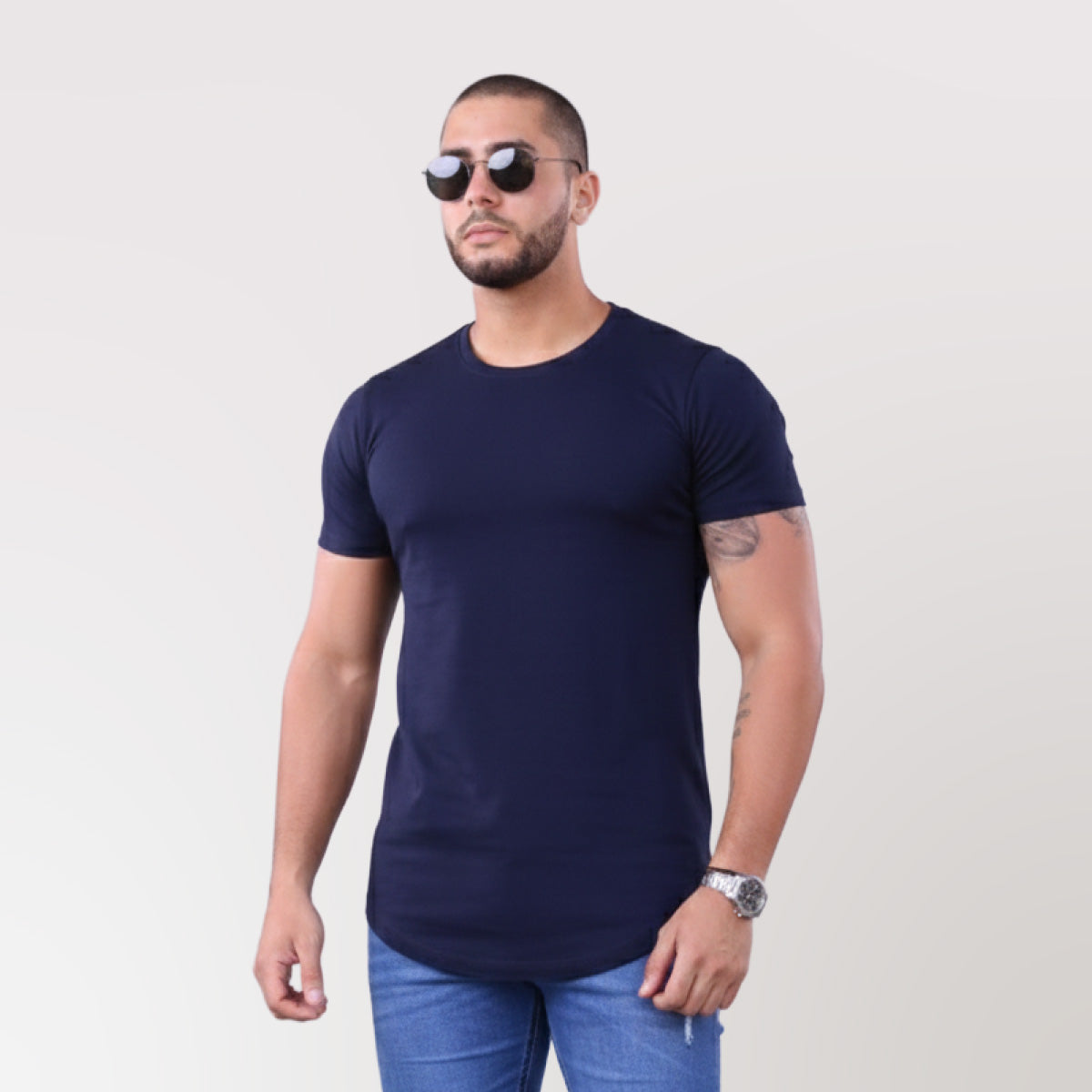 Polera Long Fit Clasic 096 Azul Acero Dsanti