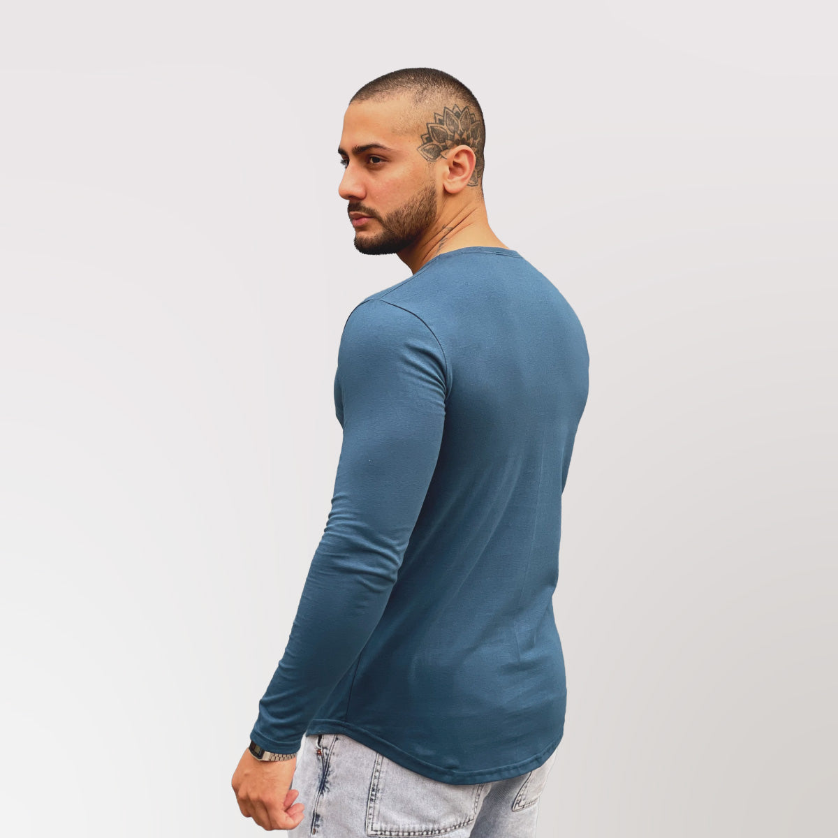 Polera Long fit ML Azul Petroleo