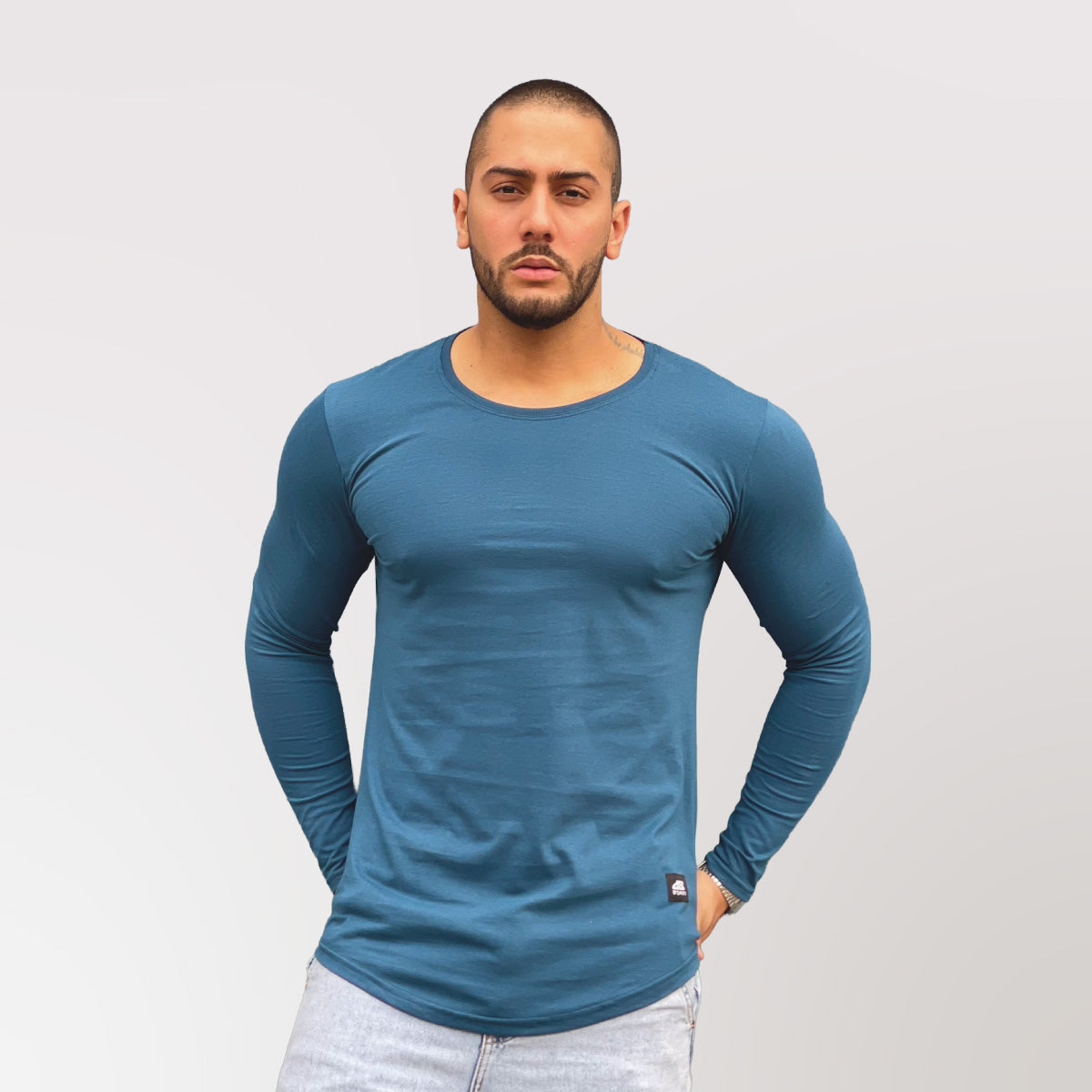 Polera Long Fit ML Azul Petroleo