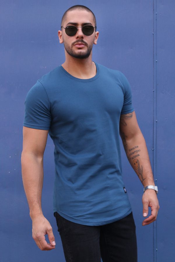 Polera Long Fit Clasic 096 Azul petroleo Dsanti