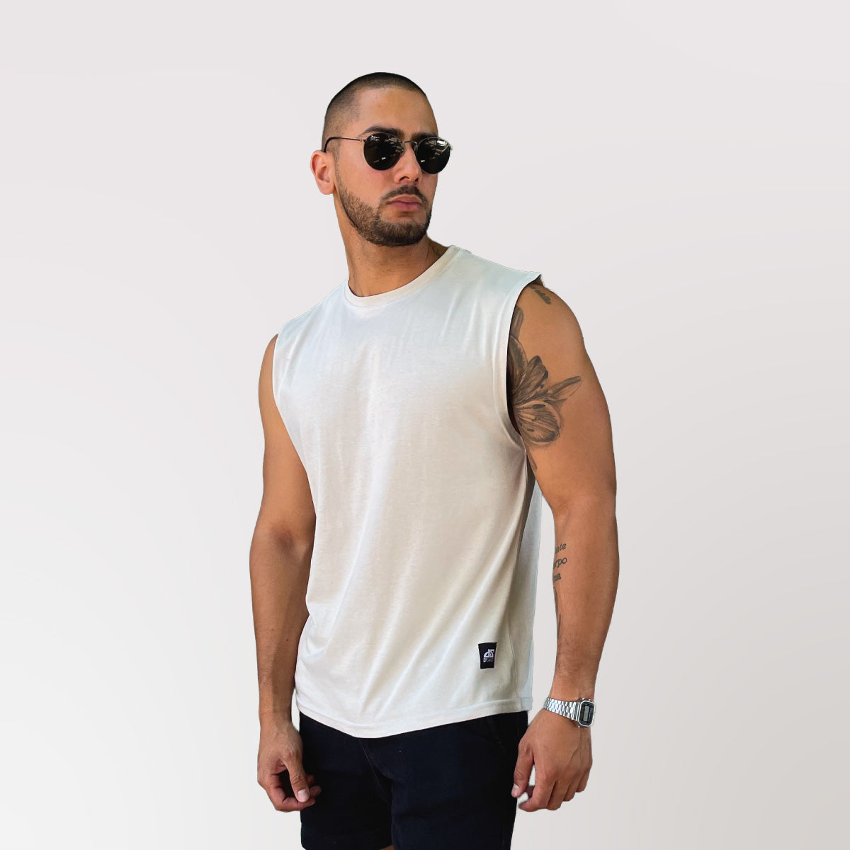 Polera Tank Top Fit Sin Mangas Beige DSanti