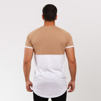 Polera Long Fit Bicolor Camel / Blanca DSanti