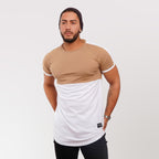 Polera Long Fit Bicolor Camel / Blanca DSanti