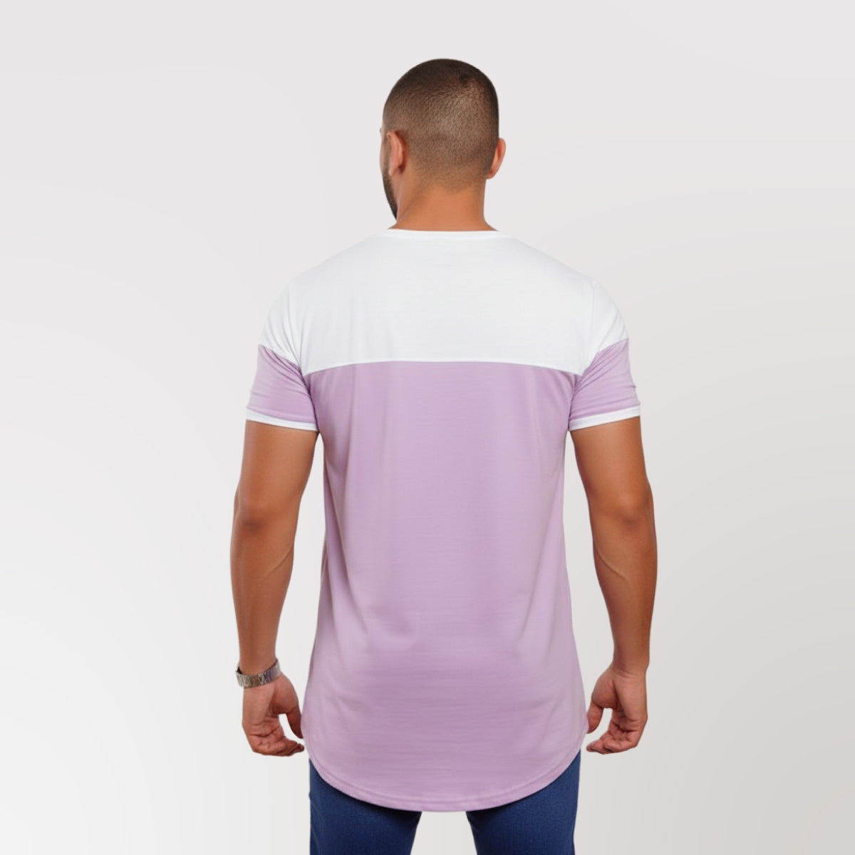 Polera Long Fit Bicolor Blanco/Lila  Dsanti