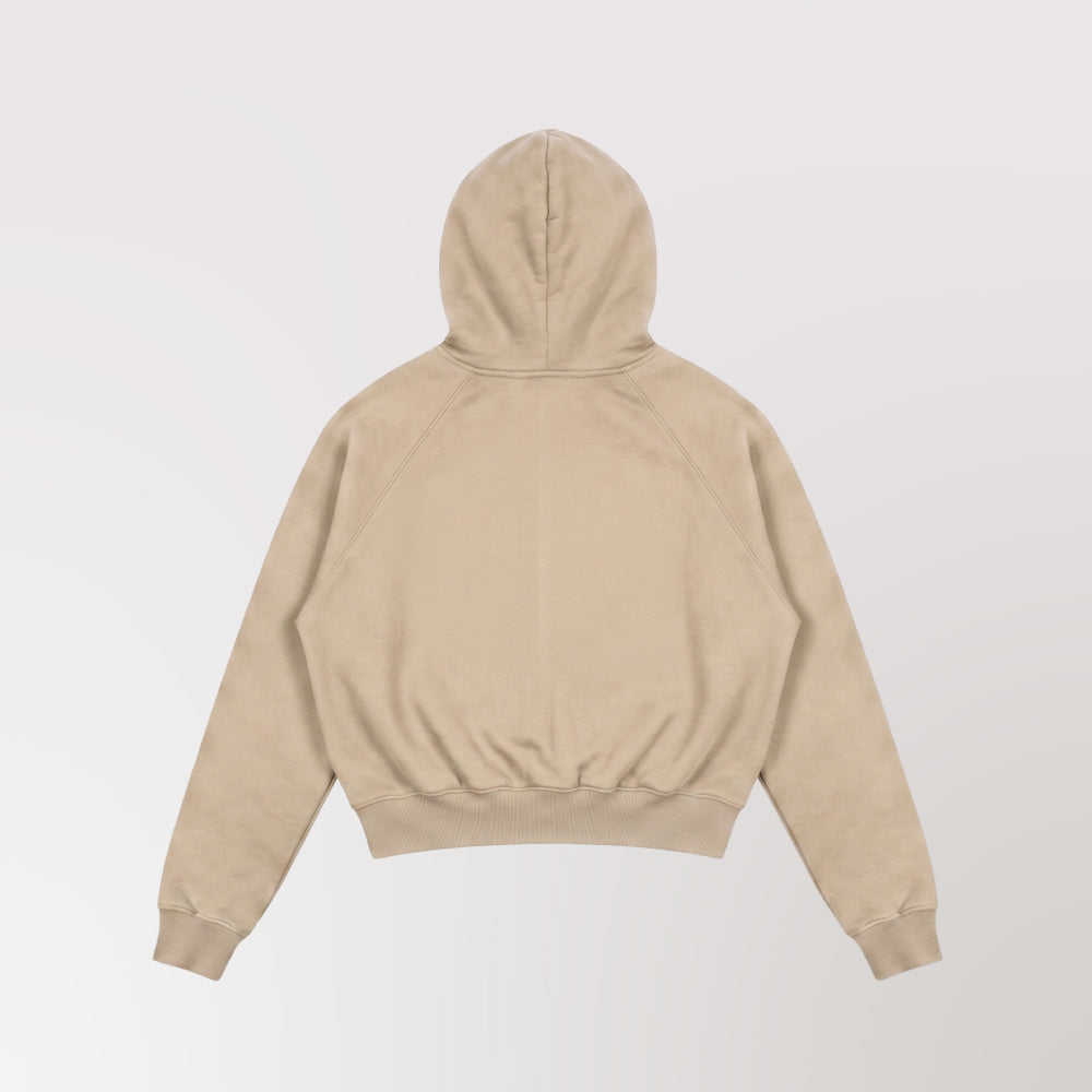 poleron boxy fit beige - vista espalda ghost manequin