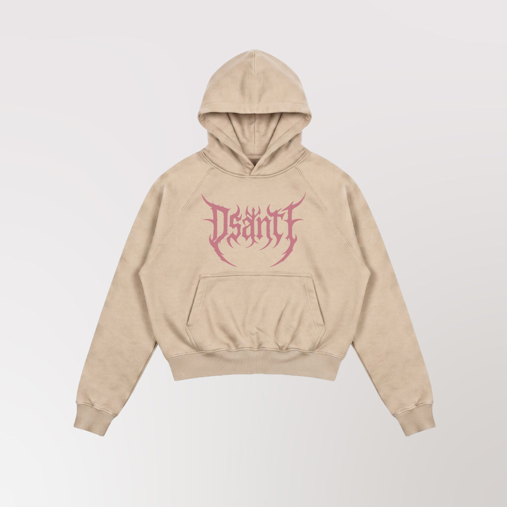 poleron boxy fit beige - vista frontal ghost manequin