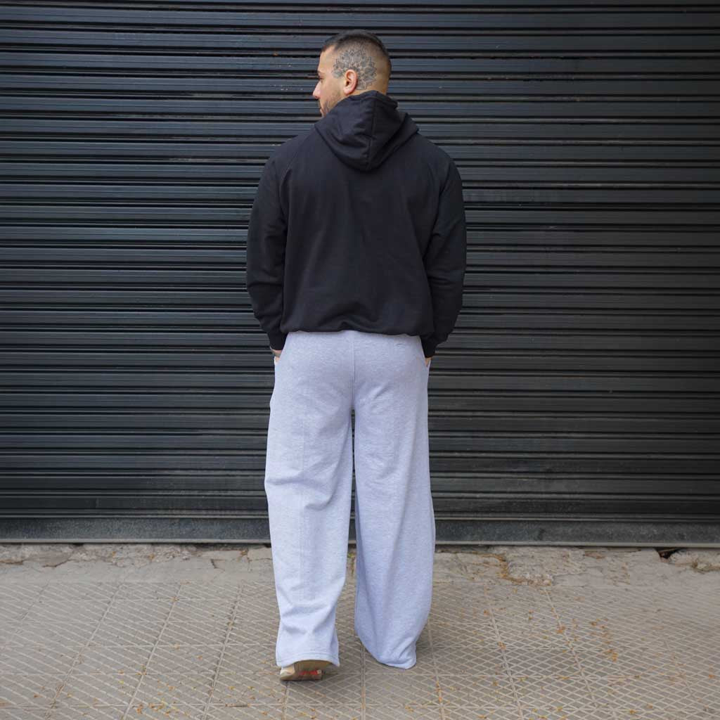 pantalón baggy gris melange vista espalda