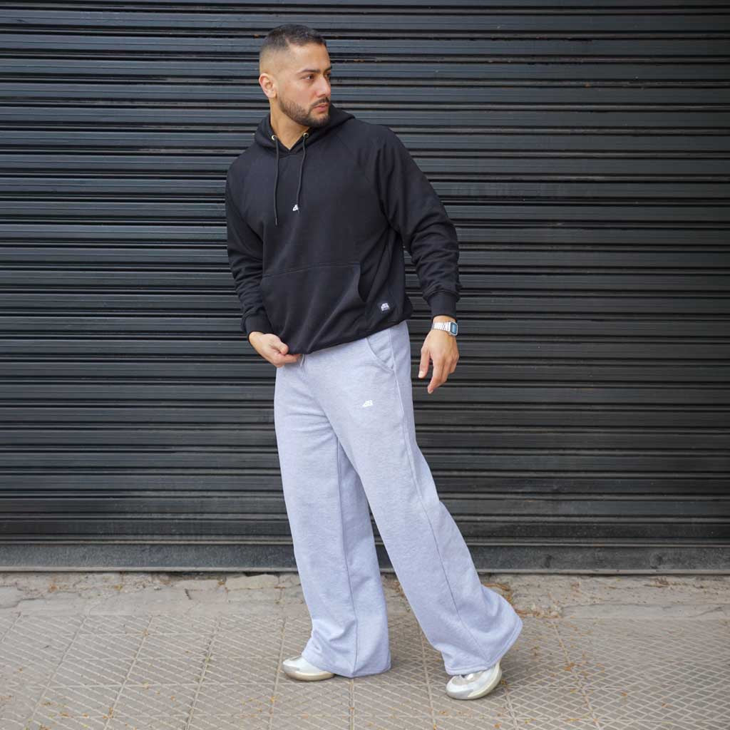 pantalón baggy gris melange vista completa 2
