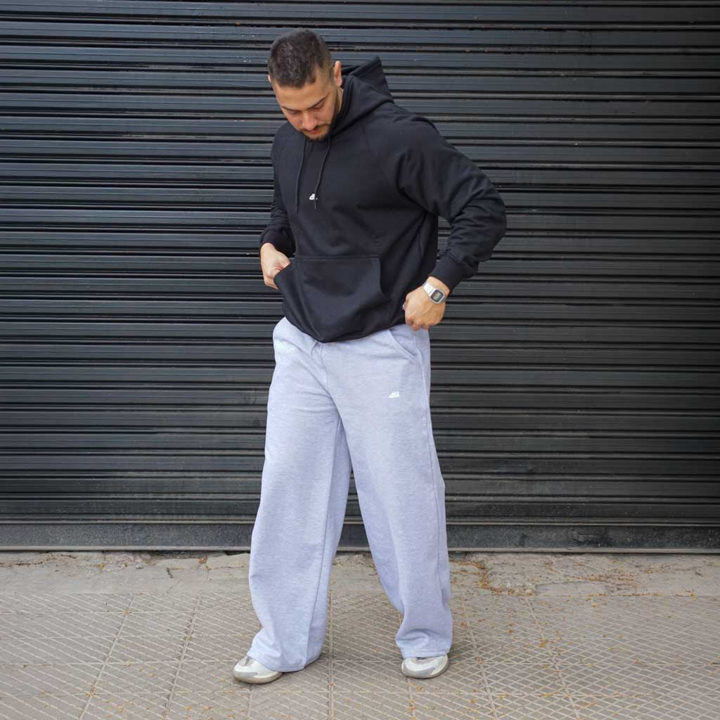 pantalón baggy gris melange vista frontal 1