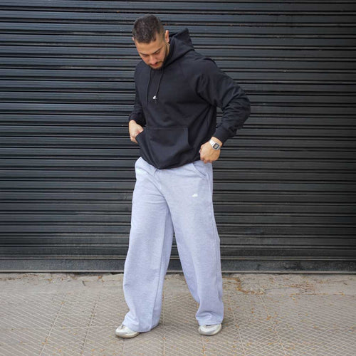 pantalón baggy gris melange vista frontal 1